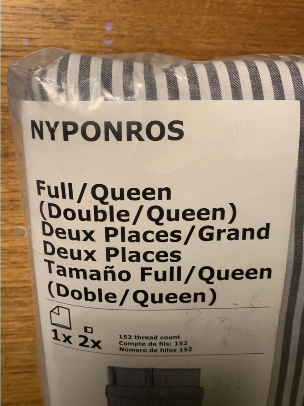 IKEA NYPONROS Full/Queen Duvet Cover in White and Gray Stripes